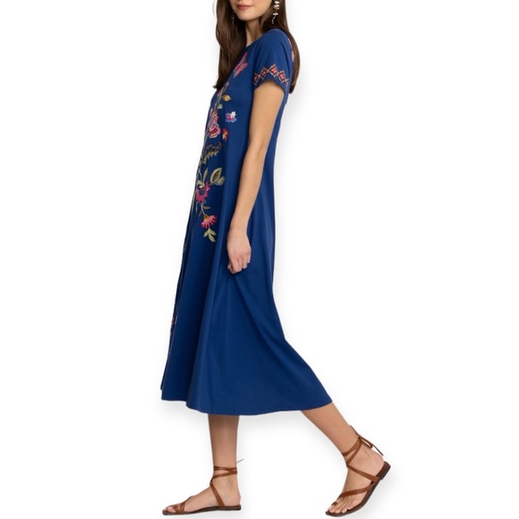 JOHNNY WAS Gracey Dress Crew Neck Swing Maxi Floral Butterfly Embroidery NWT - Picture 8 of 13